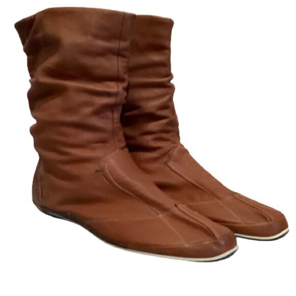 ‎ECCO BROWN BREATHABLE LEATHER PULL ON BOOTIES SIZE 41 - Picture 1 of 16